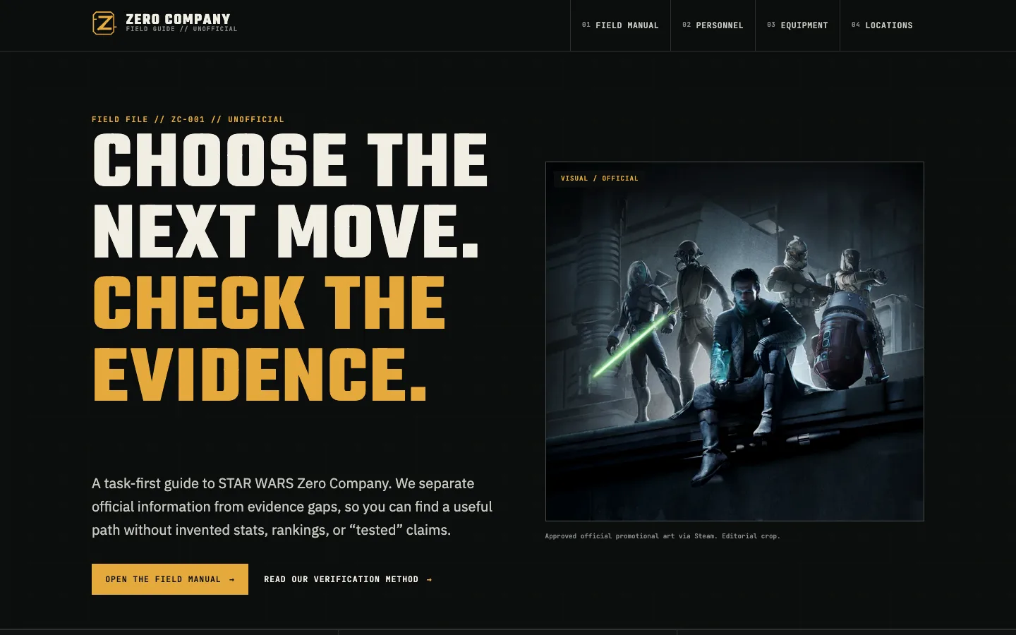 STAR WARS Zero Company™ website homepage screenshot